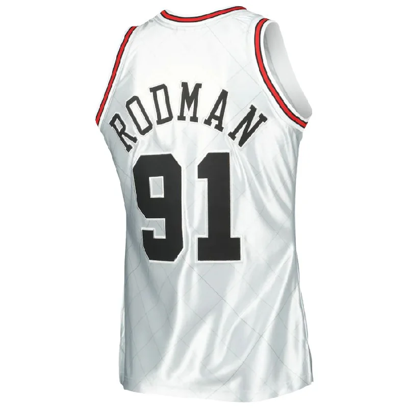 C.Bulls #91 Dennis Rodman Mitchell & Ness 1997-98 Hardwood Classics 75th Anniversary Swingman Jersey Platinum Stitched American Basketball Jersey-NFC Team Jersey Sale Online -