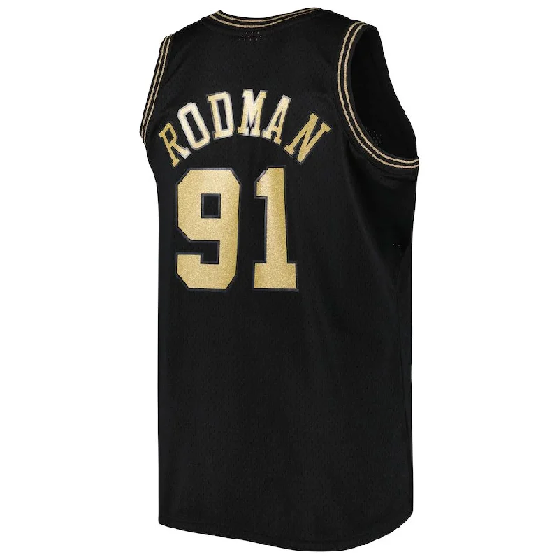 C.Bulls #91 Dennis Rodman Mitchell & Ness Team Big & Tall Hardwood Classics 1997-98 Swingman Jersey Black Stitched American Basketball Jersey-NFC NFC Football Jersey for Fans -