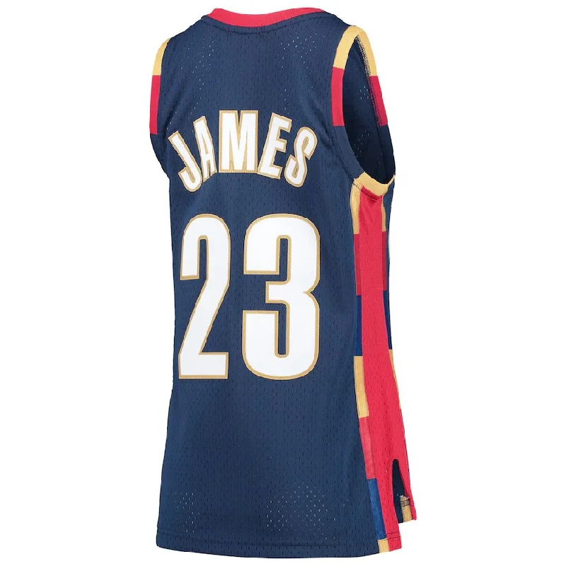 C.Cavaliers #23 LeBron James Mitchell & Ness Hardwood Classics Swingman Jersey Navy Stitched American Basketball Jersey-NFC Elite Team Football Jersey -