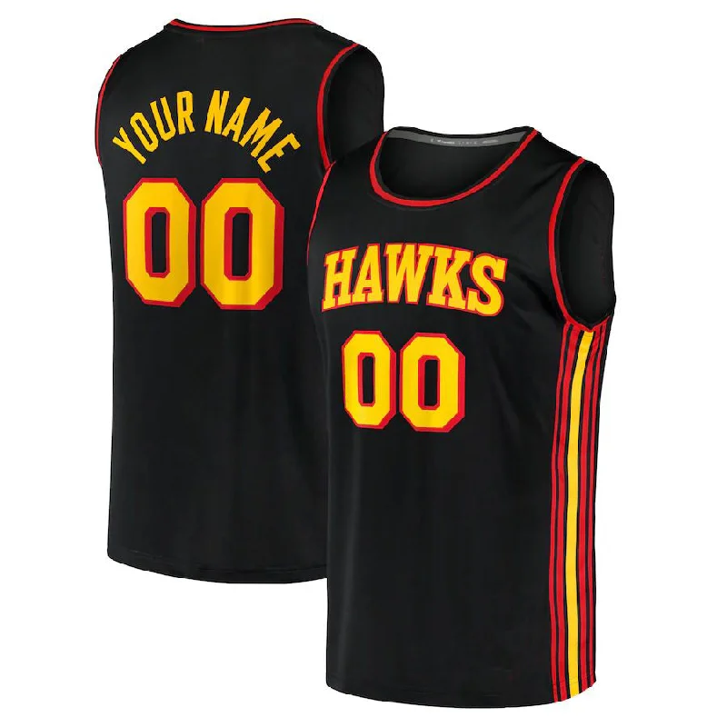 Custom A.Hawks Fanatics Branded Fast Break Replica Jersey Black Statement Edition American Stitched Basketball Jersey-NFC Football Jersey Customizable -