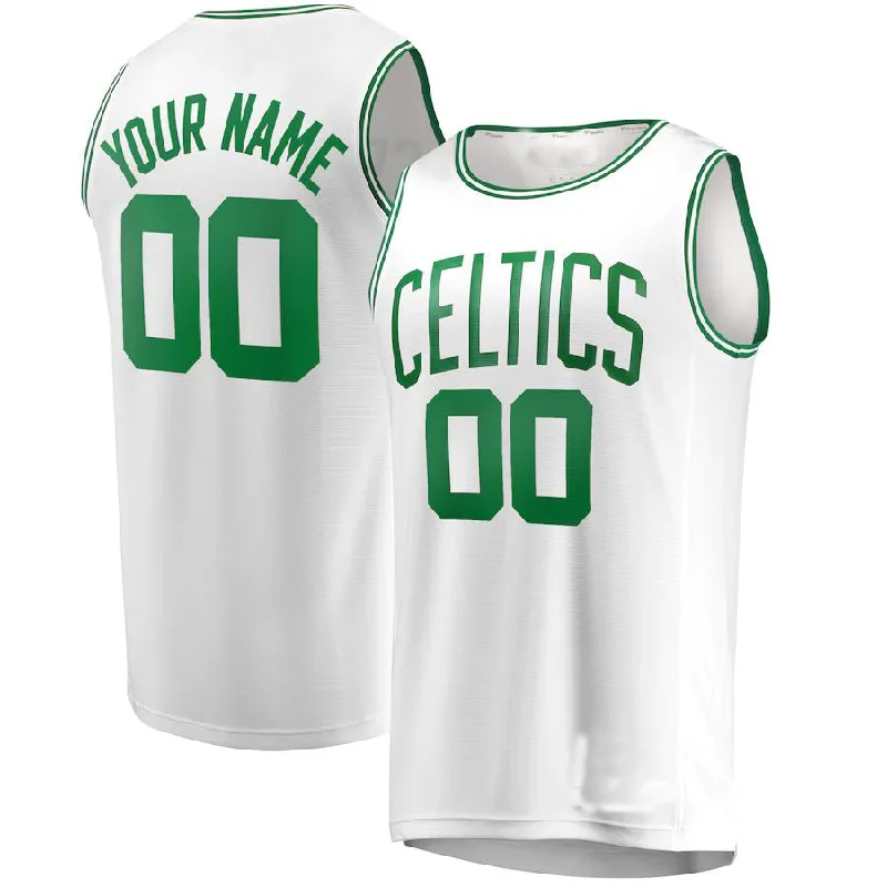 Custom B.Celtics Fanatics Branded Fast Break Replica Jersey Association Edition White American Stitched Basketball Jersey-NFC NFC Jerseys with Official Patch -