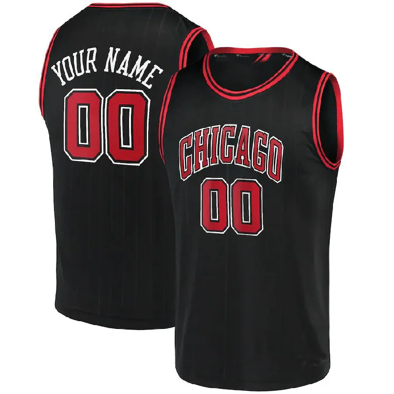 Custom C.Bulls Fanatics Branded Fast Break Replica Jersey Black Statement Edition American Stitched Basketball Jersey-NFC Game-Worn NFC Jersey -