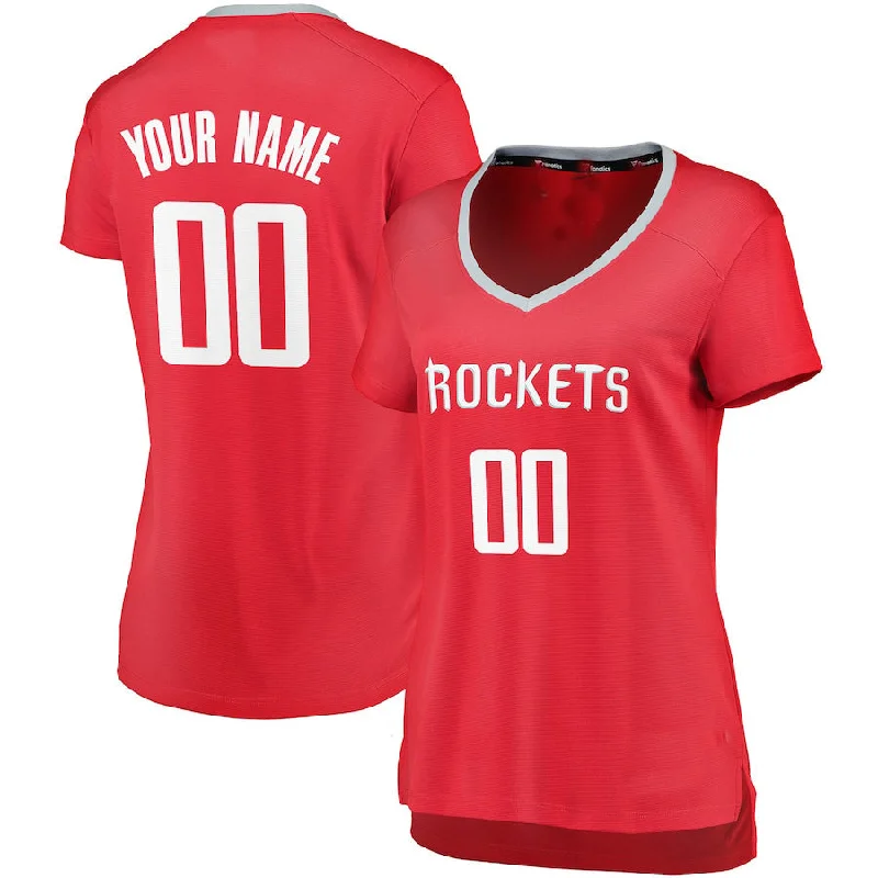 Custom H.Rockets Fanatics Branded Fast Break  Red Icon Edition Stitched Basketball Jersey-NFC Football Jersey for Fans -