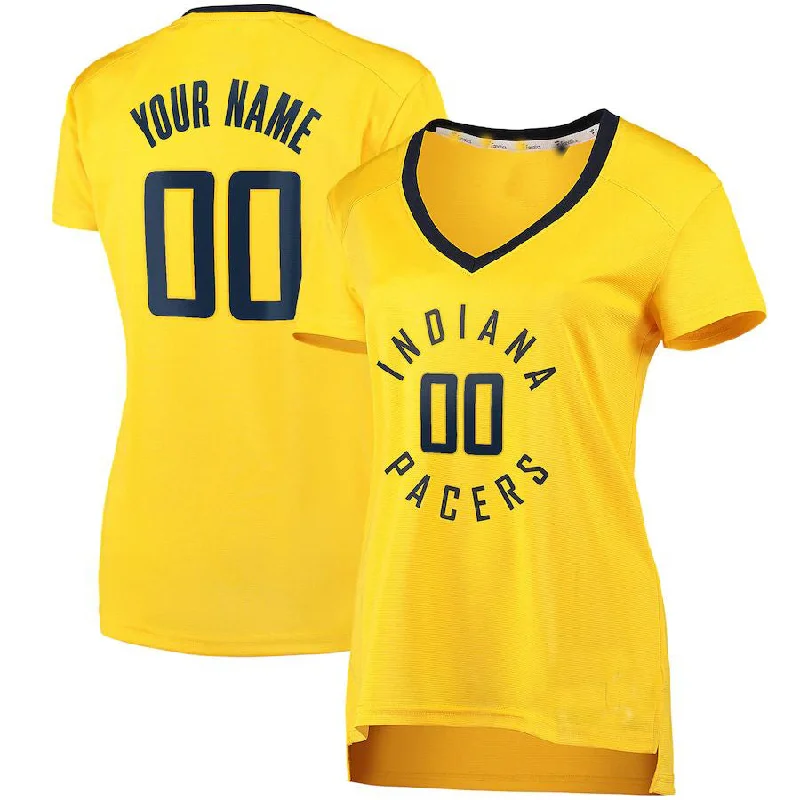 Custom IN.Pacers Fanatics Branded Fast Break Replica Jersey Gold Statement Edition Stitched Basketball Jersey-NFC Jersey Custom Number -