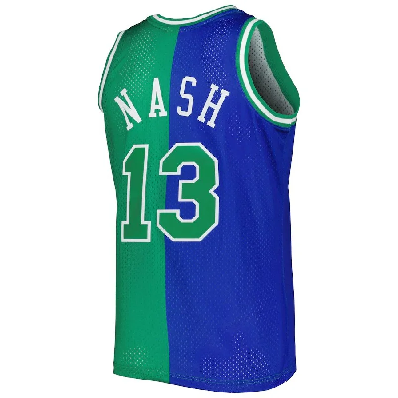 D.Mavericks #13 Steve Nash Mitchell & Ness Hardwood Classics 1998-99 Split Swingman Jersey Blue Green Stitched American Basketball Jersey-NFC Player Jersey Sale -