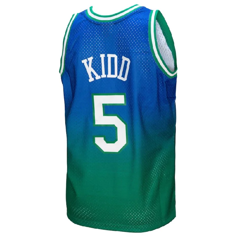 D.Mavericks #5 Jason Kidd Mitchell & Ness 1994-95 Hardwood Classics Fadeaway Swingman Player Jersey Green Navy Stitched American Basketball Jersey-NFC Football Jersey Shop -