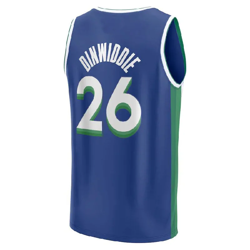 D.Mavericks #26 Spencer Dinwiddie Fanatics Branded 2022-23 Fastbreak Jersey City Edition Blue Stitched American Basketball Jersey-NFC Jersey with Official NFL Branding -