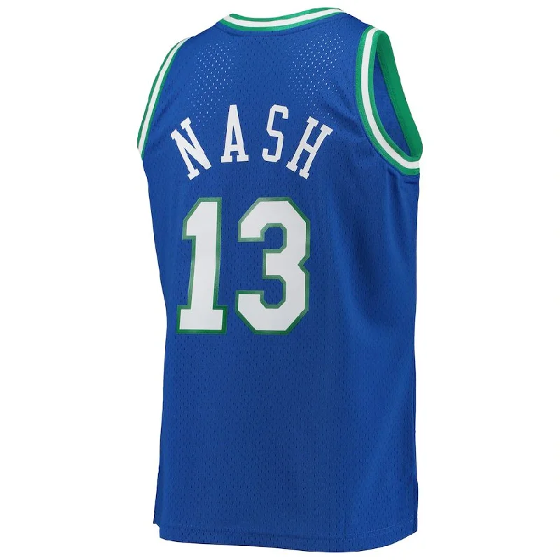 D.Mavericks #13 Steve Nash Mitchell & Ness Hardwood Classics Swingman Jersey Blue Stitched American Basketball Jersey-NFC Football Jersey with Player’s Name -