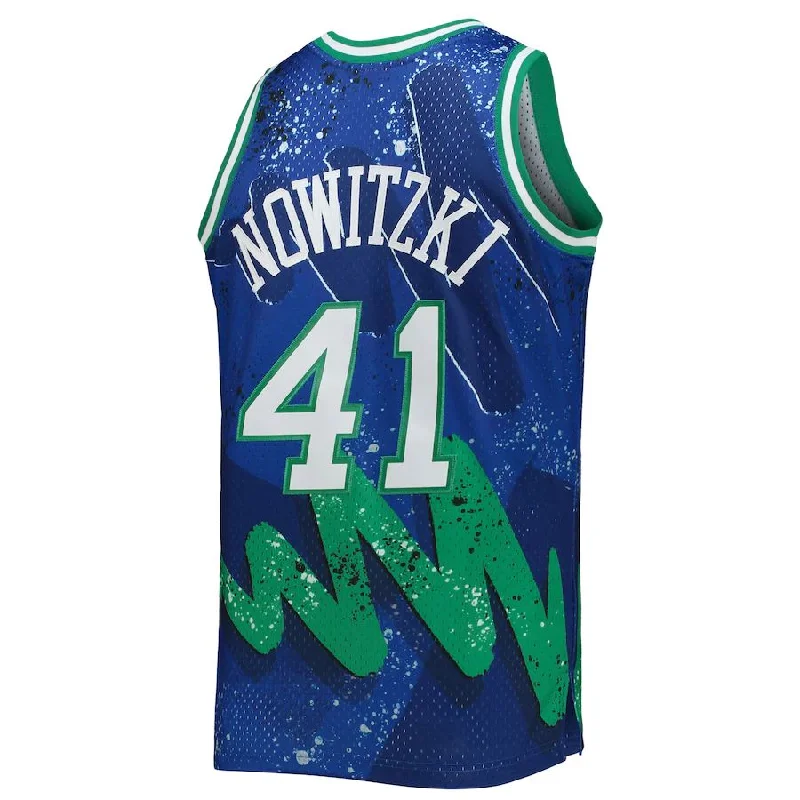 D.Mavericks #41 Dirk Nowitzki Mitchell & Ness Hardwood Classics 1998-99 Hyper Hoops Swingman Jersey Blue Stitched American Basketball Jersey-NFC NFC Limited Edition Jersey -