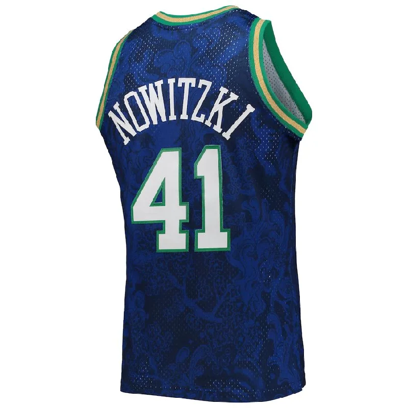 D.Mavericks #41 Dirk Nowitzki Mitchell & Ness Hardwood Classics 1998-99 Lunar New Year Swingman Jersey Blue Stitched American Basketball Jersey-NFC Custom NFC Team Jerseys -