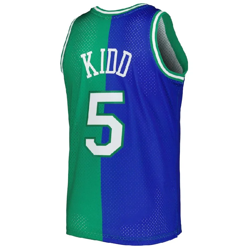 D.Mavericks #5 Jason Kidd Mitchell & Ness Hardwood Classics 1994-95 Split Swingman Jersey Blue Green Stitched American Basketball Jersey-NFC Team Jersey Free Shipping -