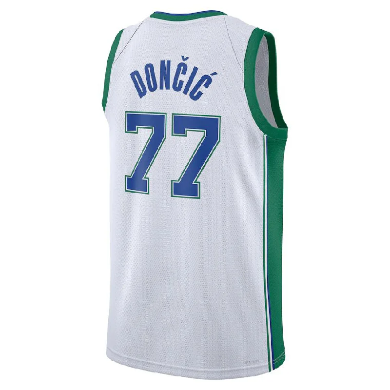 D.Mavericks #77 Luka Doncic 2021-22 Swingman Jersey City Edition White Stitched American Basketball Jersey-NFC Team Jersey with Team Logo -