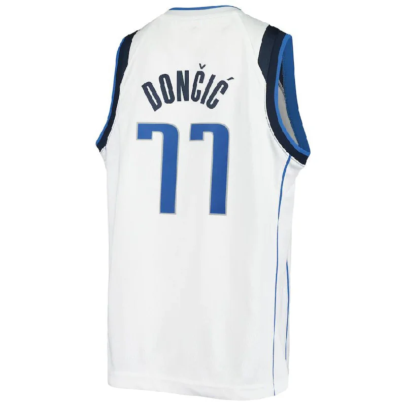 D.Mavericks #77 Luka Doncic Swingman Player Jersey White Association Edition Stitched American Basketball Jersey-NFC Football Jersey for Kids -