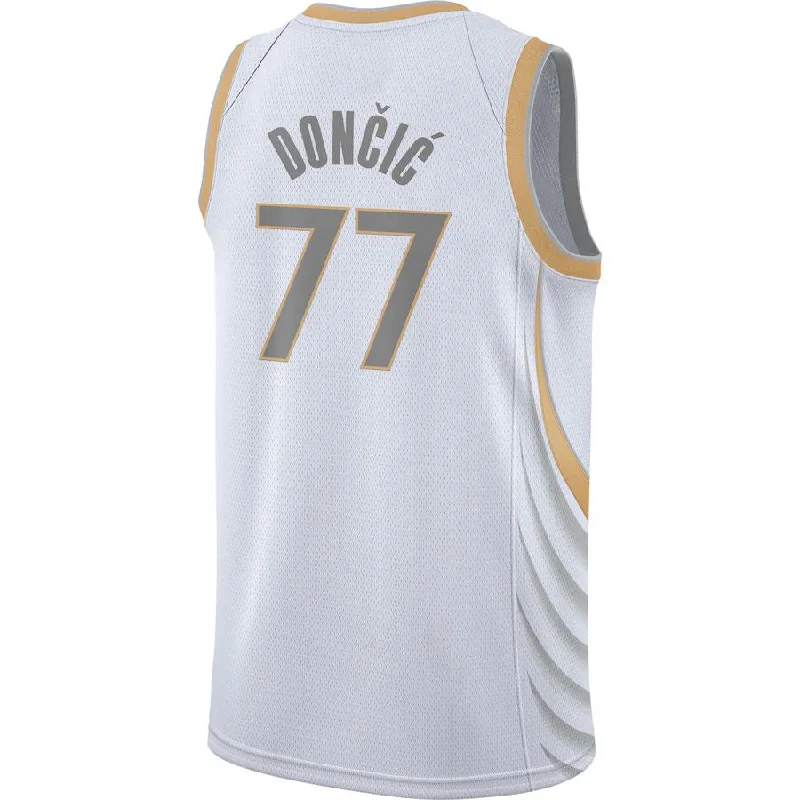 D.Mavericks #77 Luka Doncic 2020-21 Swingman Jersey City Edition White Stitched American Basketball Jersey-NFC NFC Football Jersey with Autograph -