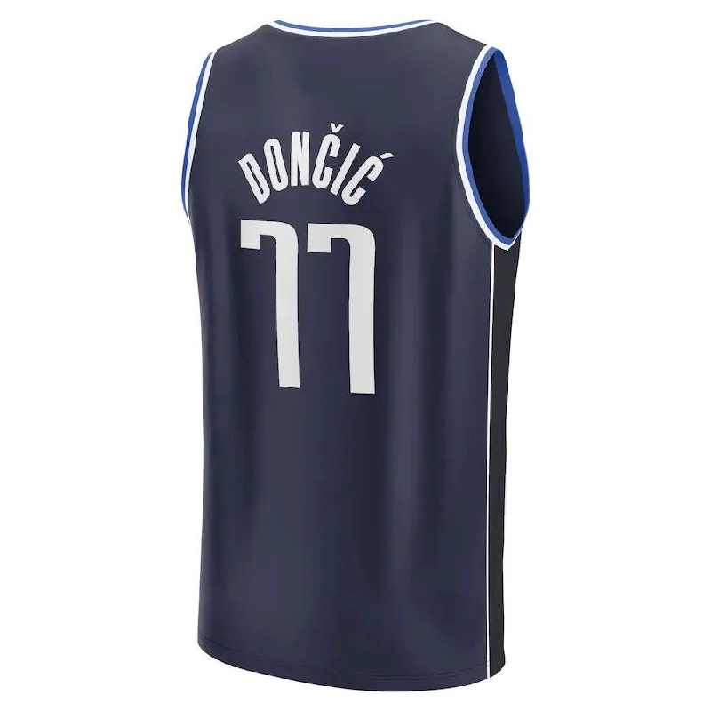 D.Mavericks #77 Luka Doncic Fanatics Branded 2022-23 Fast Break Player Jersey Statement Edition  Navy Stitched American Basketball Jersey-NFC Football Jersey with Number -