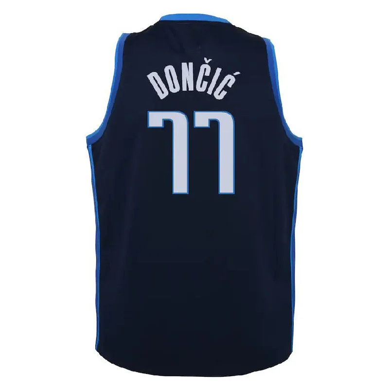 D.Mavericks #77 Luka Doncic 2020-21 Swingman Player Jersey Navy Earned Edition Stitched American Basketball Jersey-NFC Authentic NFC Jersey -