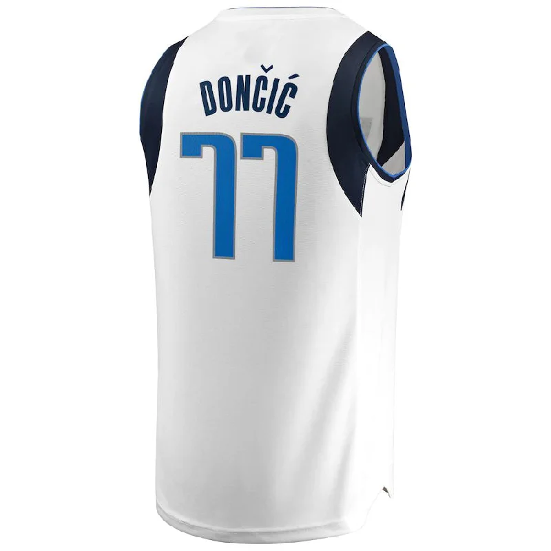 D.Mavericks #77 Luka Doncic Fanatics Branded Fast Break Replica Jersey White Association Edition Stitched American Basketball Jersey-NFC Special Edition Football Jersey -