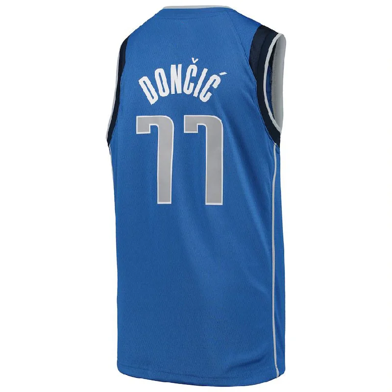 D.Mavericks #77 Luka Doncic Swingman Jersey City Edition Blue Stitched American Basketball Jersey-NFC Fan Football Jersey -