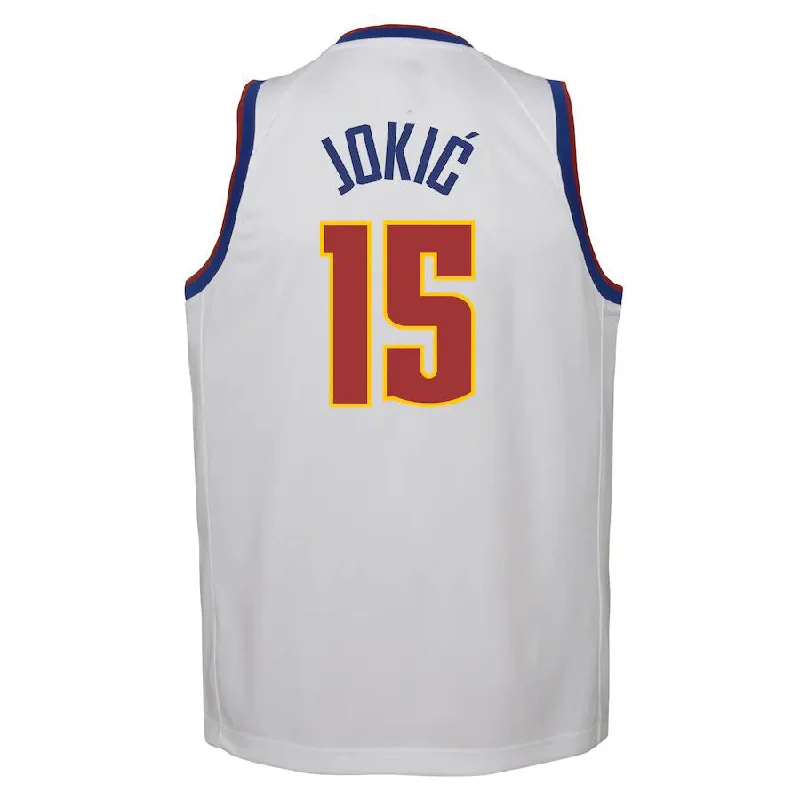 D.Nuggets #15 Nikola Jokic 2020-21 Swingman Player Jersey Association Edition White Stitched American Basketball Jersey-NFC Team Jersey with Team Logo -