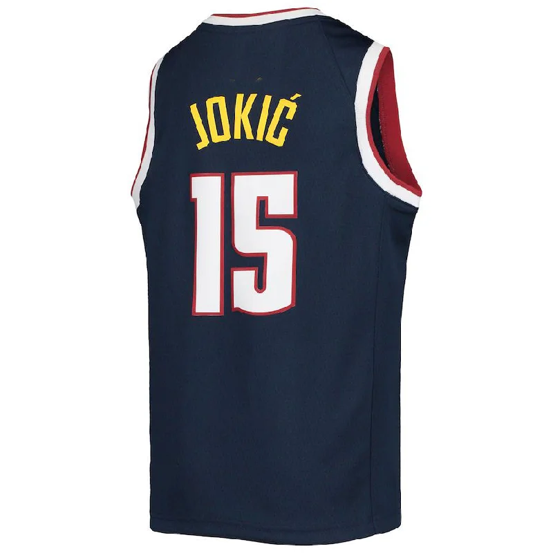 D.Nuggets #15 Nikola Jokic 2021-22 Diamond Swingman Jersey Icon Edition Navy Stitched American Basketball Jersey-NFC Football Jersey with Player Name -