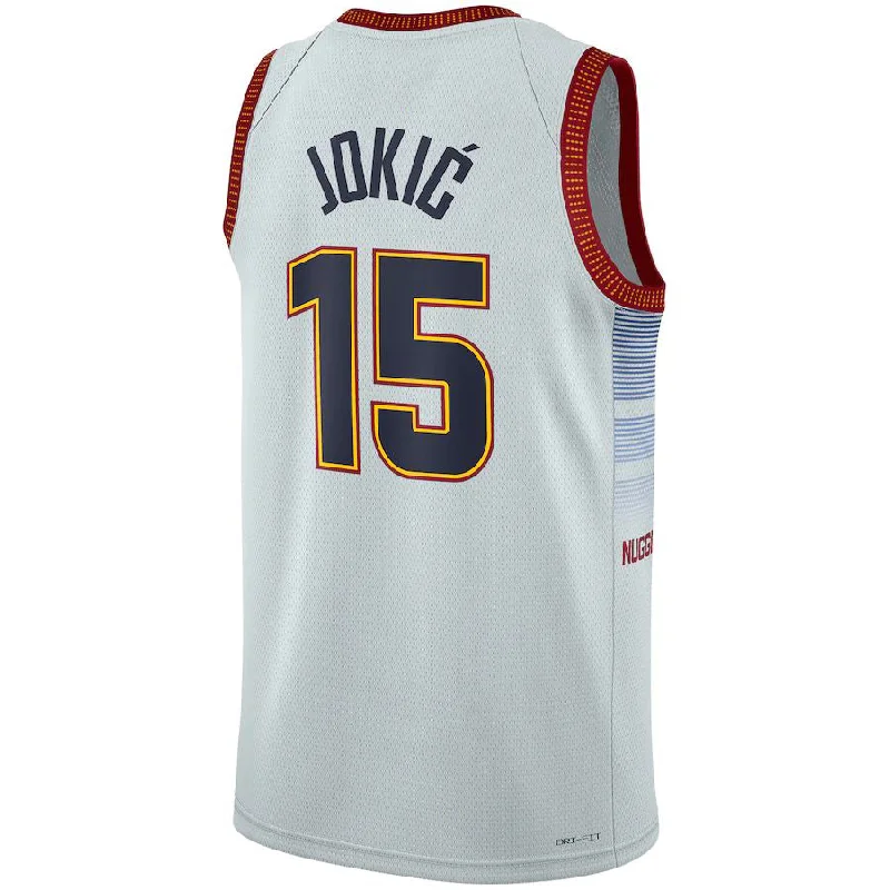 D.Nuggets #15 Nikola Jokic Unisex 2022-23 Swingman Jersey City Edition White Stitched American Basketball Jersey-NFC NFC Official Game Jersey -