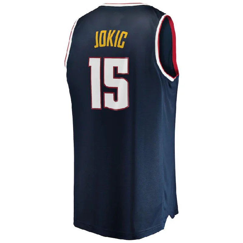 D.Nuggets #15 Nikola Jokic Fanatics Branded Fast Break Player Jersey Icon Edition Navy Stitched American Basketball Jersey-NFC San Francisco 49ers Jersey -