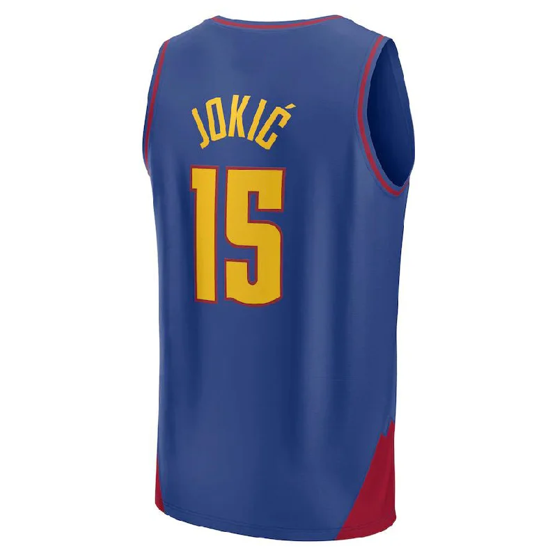 D.Nuggets #15 Nikola Jokic Fanatics Branded 2022-23 Fast Break Player Jersey Statement Edition Blue Stitched American Basketball Jersey-NFC NFC Fan Jersey Online -