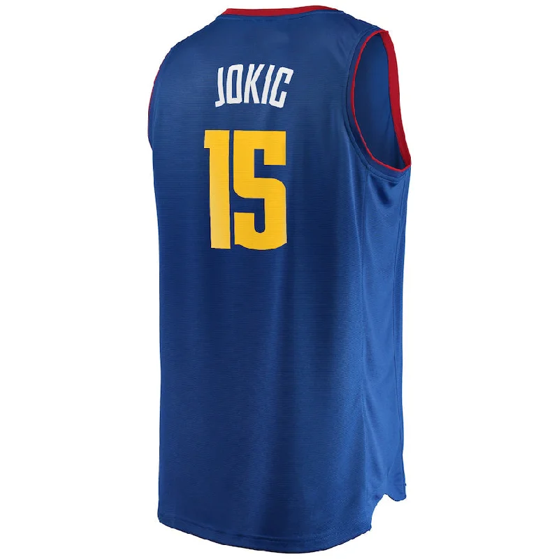 D.Nuggets #15 Nikola Jokic Fanatics Branded Fast Break Replica Player Jersey Statement Edition  Blue Stitched American Basketball Jersey-NFC Football Jersey Online Shop -