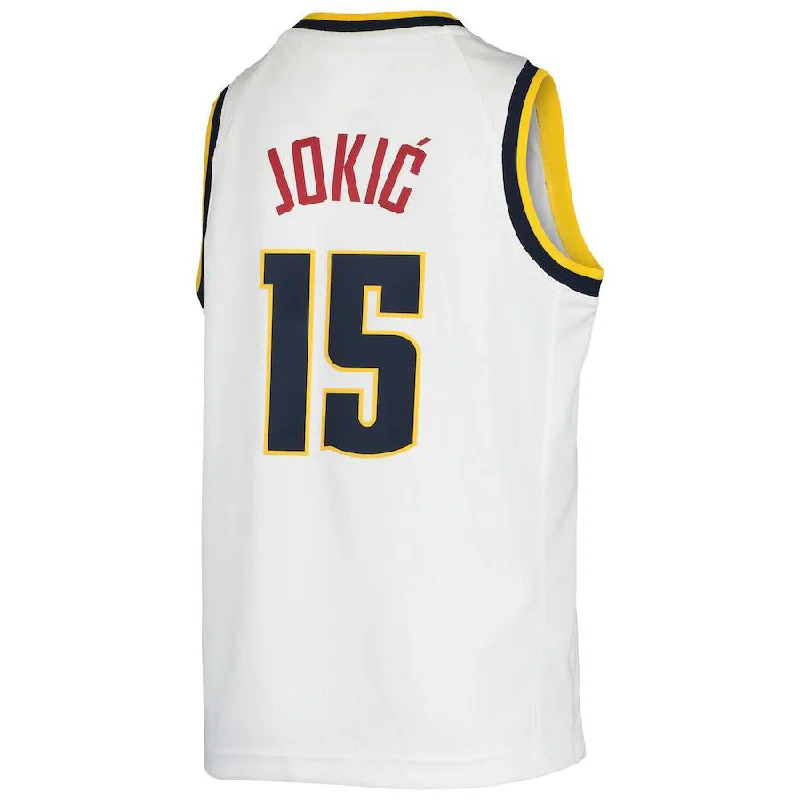 D.Nuggets #15 Nikola Jokic 2019-20 Swingman Jersey Association Edition White Stitched American Basketball Jersey-NFC NFC Jersey for Women -