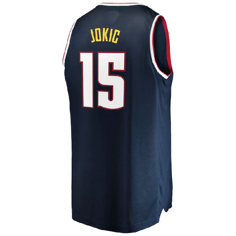 D.Nuggets #15 Nikola Jokic Fanatics Branded Fast Break Replica Jersey Navy Stitched American Basketball Jersey-NFC Football Jersey for Men -