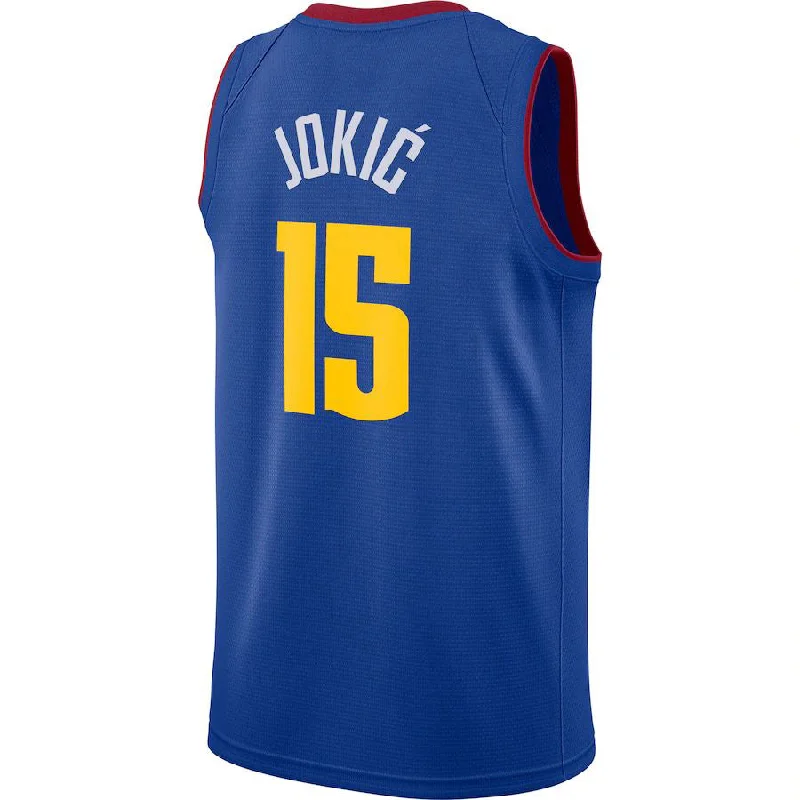 D.Nuggets #15 Nikola Jokic Jordan Brand 2020-21 Swingman Jersey Statement Edition Blue Stitched American Basketball Jersey-NFC Football Jersey for Sale Near Me -