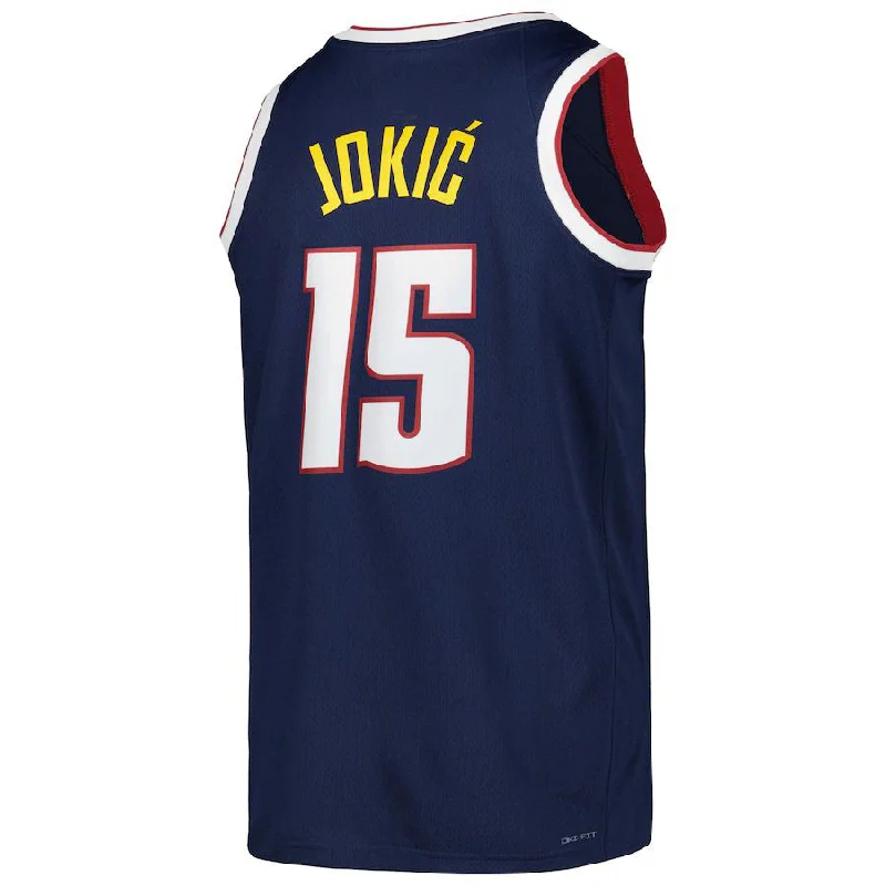 D.Nuggets #15 Nikola Jokic Unisex 2022-23 Swingman Jersey Icon Edition Navy Stitched American Basketball Jersey-NFC East Football Jersey -