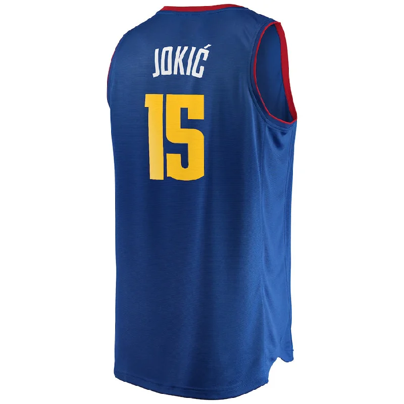 D.Nuggets #15 Nikola Jokic Fanatics Branded 2020-21 Fast Break Replica Jersey Statement Edition Blue Stitched American Basketball Jersey-NFC NFC Game Jersey for Sale -