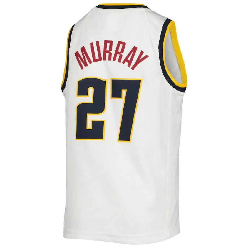 D.Nuggets #27 Jamal Murray 2020-21 Swingman Jersey Association Edition White Stitched American Basketball Jersey-NFC Team Logo Football Jersey -