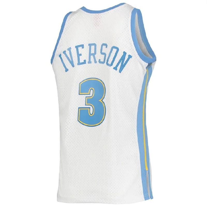 D.Nuggets #3 Allen Iverson Mitchell & Ness 2006-07 Hardwood Classics Swingman Jersey White Stitched American Basketball Jersey-NFC NFC Jersey Deals -