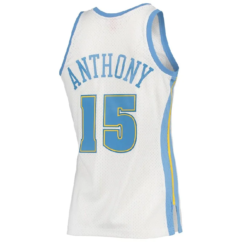 D.Nuggets #15 Carmelo Anthony Mitchell & Ness 2006-07 Hardwood Classics Swingman Jersey  White Stitched American Basketball Jersey-NFC Cowboys Fan Jersey -