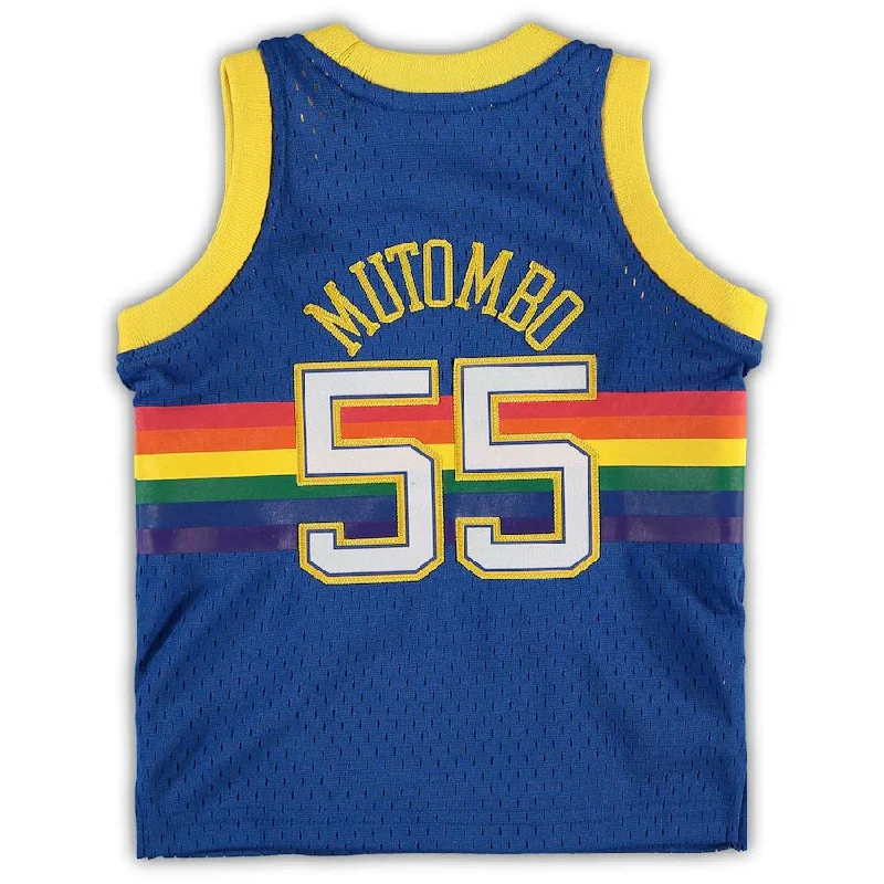 D.Nuggets #55 Dikembe Mutombo Mitchell & Ness Infant Retired Player Jersey Royal Stitched American Basketball Jersey-NFC NFL Jersey for Sale -