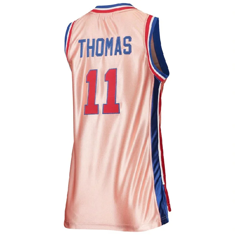 D.Pistons #11 Isaiah Thomas Mitchell & Ness 75th Anniversary Rose Gold 1982 Swingman Jersey  Pink Stitched American Basketball Jersey-NFC Football Jersey for Women -