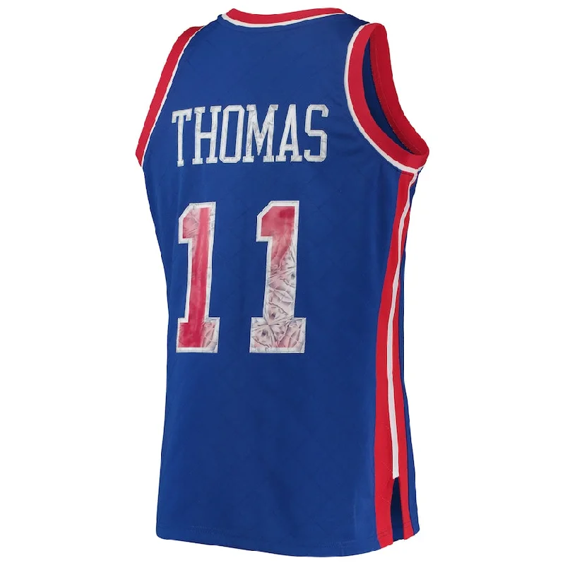 D.Pistons #11 Isaiah Thomas Mitchell & Ness 1996-97 Hardwood Classics 75th Anniversary Diamond Swingman Jersey Blue Stitched American Basketball Jersey-NFC Football Jersey for Sale -