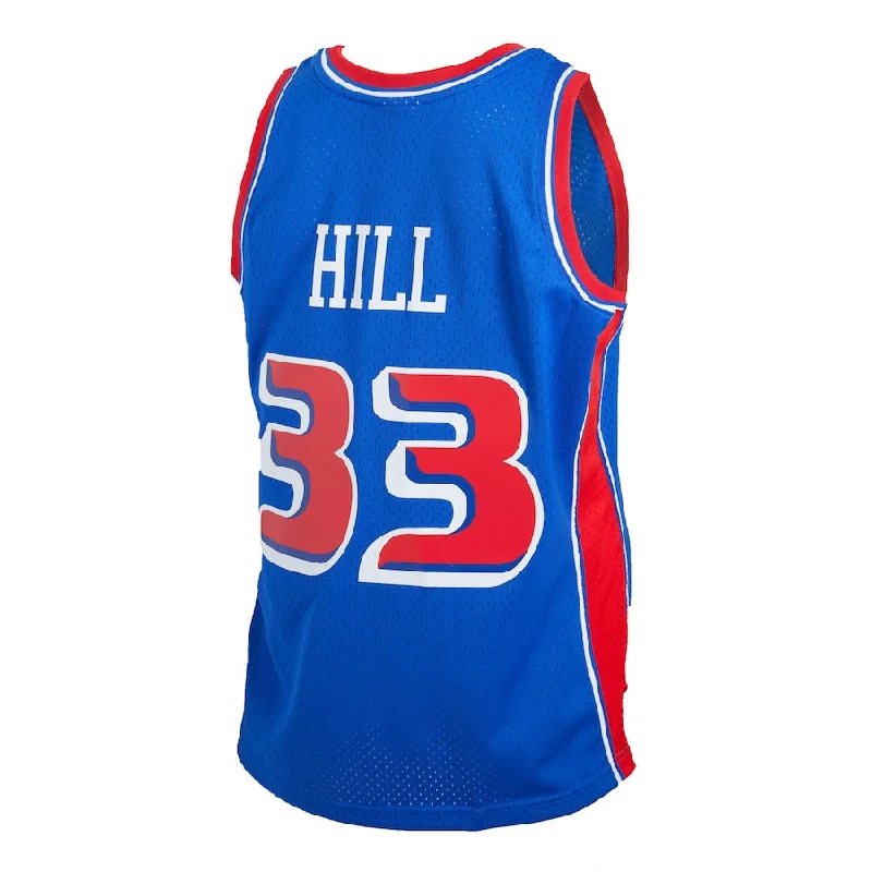 D.Pistons #33 Grant Hill Mitchell & Ness 1998-99 Hardwood Classics Reload 2.0 Swingman Jersey Blue Stitched American Basketball Jersey-NFC Football Jersey for Collectors -