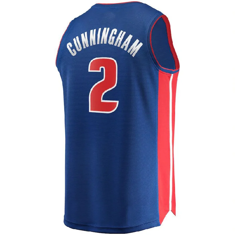 D.Pistons #2 Cade Cunningham Fanatics Branded 2021-22 Fast Break Replica Jersey Blue Icon Edition Stitched American Basketball Jersey-NFC NFC West Division Jersey -