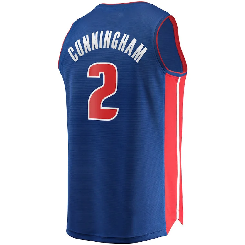 D.Pistons #2 Cade Cunningham Fanatics Branded 2021 Draft First Round Pick Fast Break Replica Jersey Blue Icon Edition Stitched American Basketball Jersey-NFC NFC Player Football Jersey -