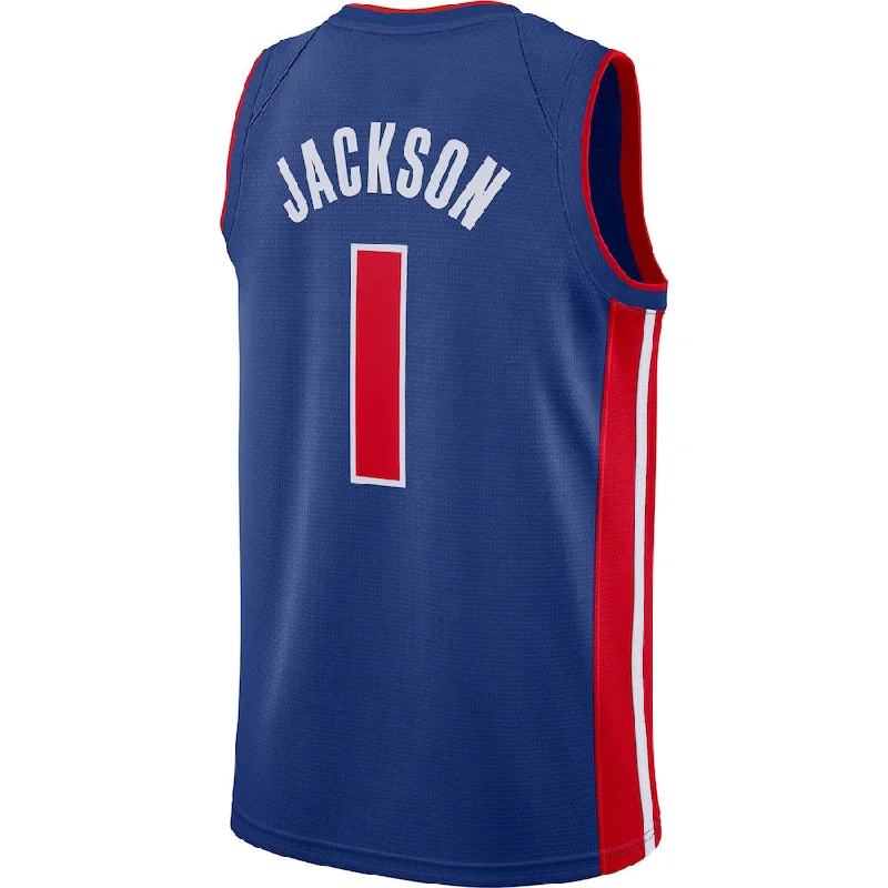 D.Pistons #1 Reggie Jackson Swingman Jersey Icon Edition Blue Stitched American Basketball Jersey-NFC NFC Championship Jersey -