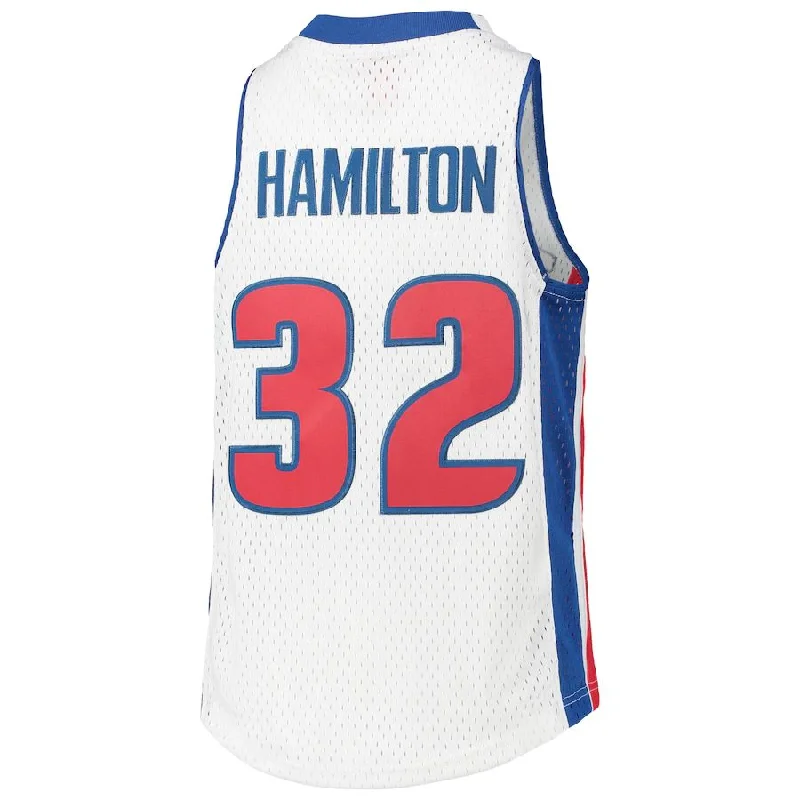 D.Pistons #32 Richard Hamilton Mitchell & Ness 2003-04 Hardwood Classics Swingman Jersey  White Stitched American Basketball Jersey-NFC Carolina Panthers Jersey -