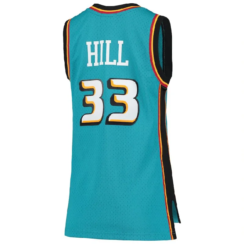 D.Pistons #33 Grant Hill Mitchell & Ness 1998-99 Hardwood Classics Swingman Jersey Teal Stitched American Basketball Jersey-NFC Football Jersey Customizable -