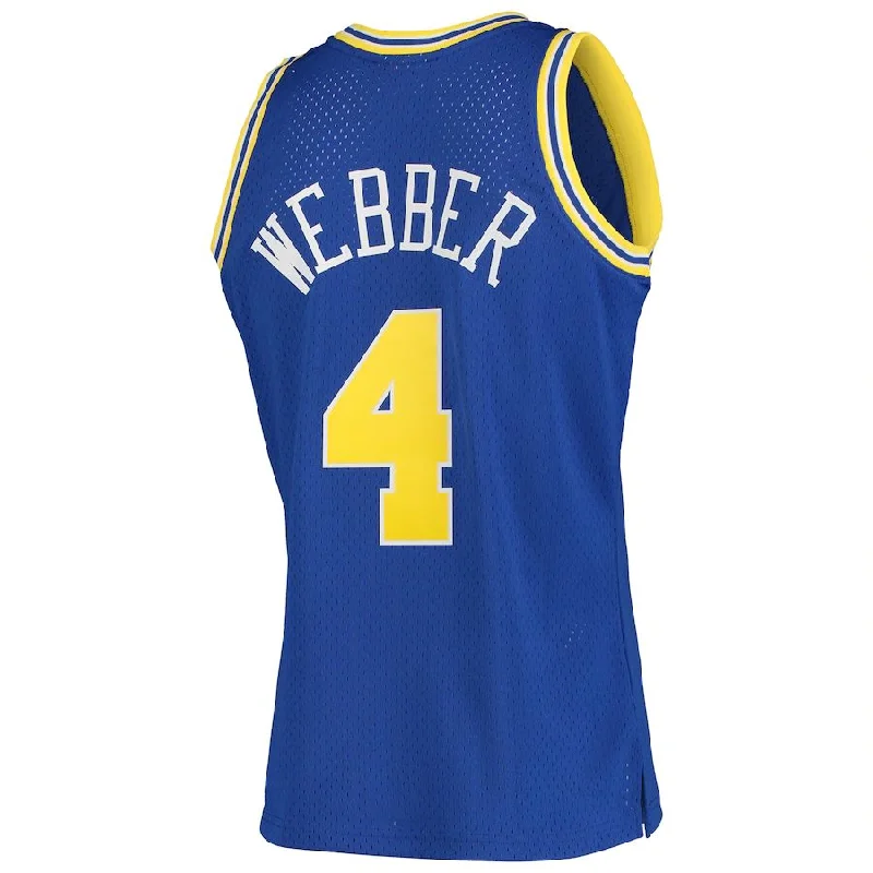 G.State Warriors #4 Chris Webber Mitchell & Ness Hardwood Classics 1993-94 Swingman Jersey Royal Stitched American Basketball Jersey-NFC Football Jersey with Player Name -