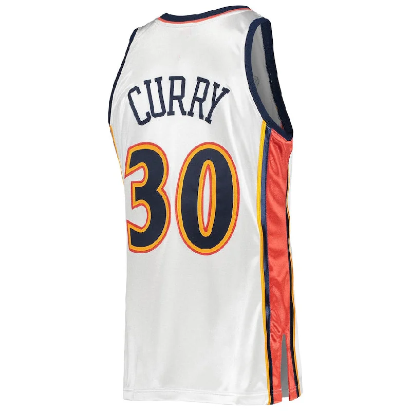 G.State Warriors #30 Stephen Curry Mitchell & Ness 2009-10 Hardwood Classics Authentic Player Jersey White Association Edition Stitched American Basketball Jersey-NFC Football Jersey for Collectors -