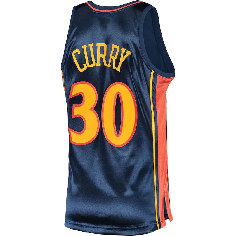 G.State Warriors #30 Stephen Curry Mitchell & Ness 2009 Hardwood Classics Authentic Jersey Navy Stitched American Basketball Jersey-NFC Football Jersey Customizable -