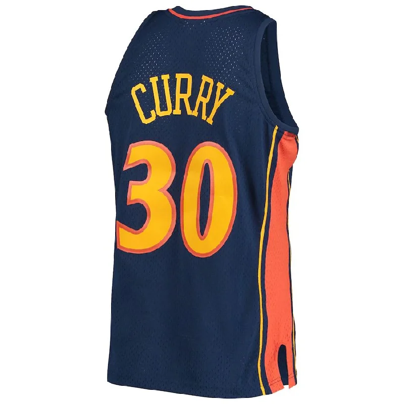 G.State Warriors #30 Stephen Curry Mitchell & Ness 2009-10 Hardwood Classics Swingman Player Jersey Navy Stitched American Basketball Jersey-NFC Team Jersey with Player Number -