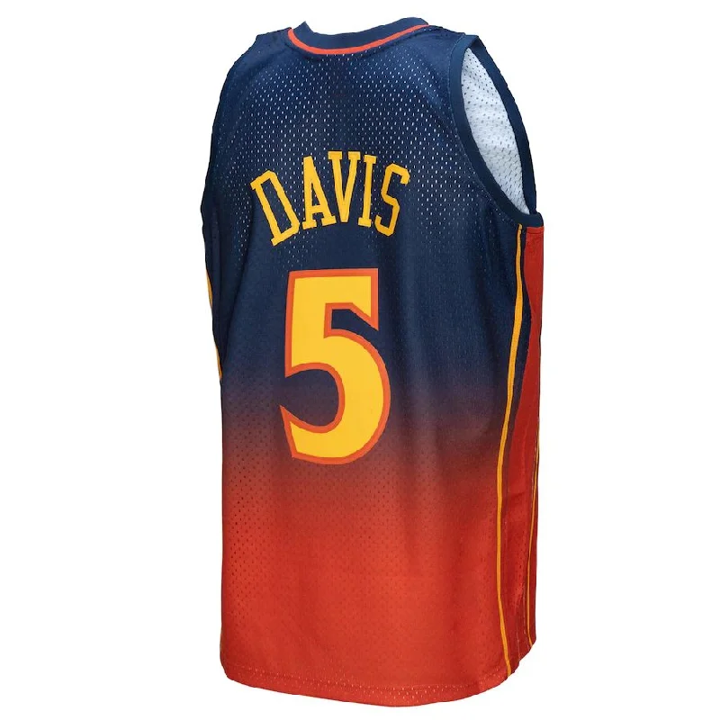 G.State Warriors #5 Baron Davis Mitchell & Ness 2006-07 Hardwood Classics Fadeaway Swingman Player Jersey Navy Orange Stitched American Basketball Jersey-NFC San Francisco 49ers Jersey -